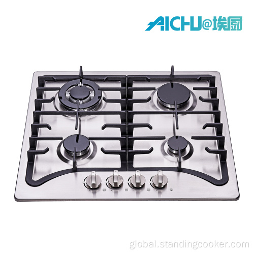 4 Burners Gas Stove 201 Stainless Steel Brushed Hob Gas Cooker Manufactory